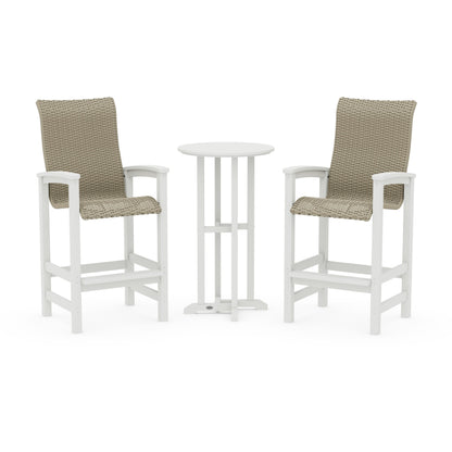 Coastal Woven High-Back 3-Piece Farmhouse Bar Set
