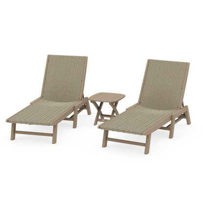 3 - Piece Coastal Woven Chaise Chaise Lounge Set