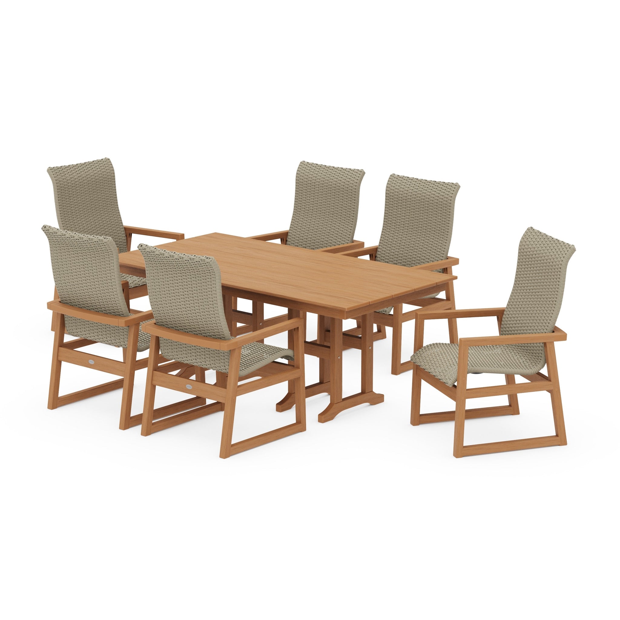 EDGE Woven Highback Arm Chair 7-Piece Farmhouse Dining Set