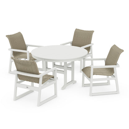 Woven 5-Piece Round Farmhouse Dining Set