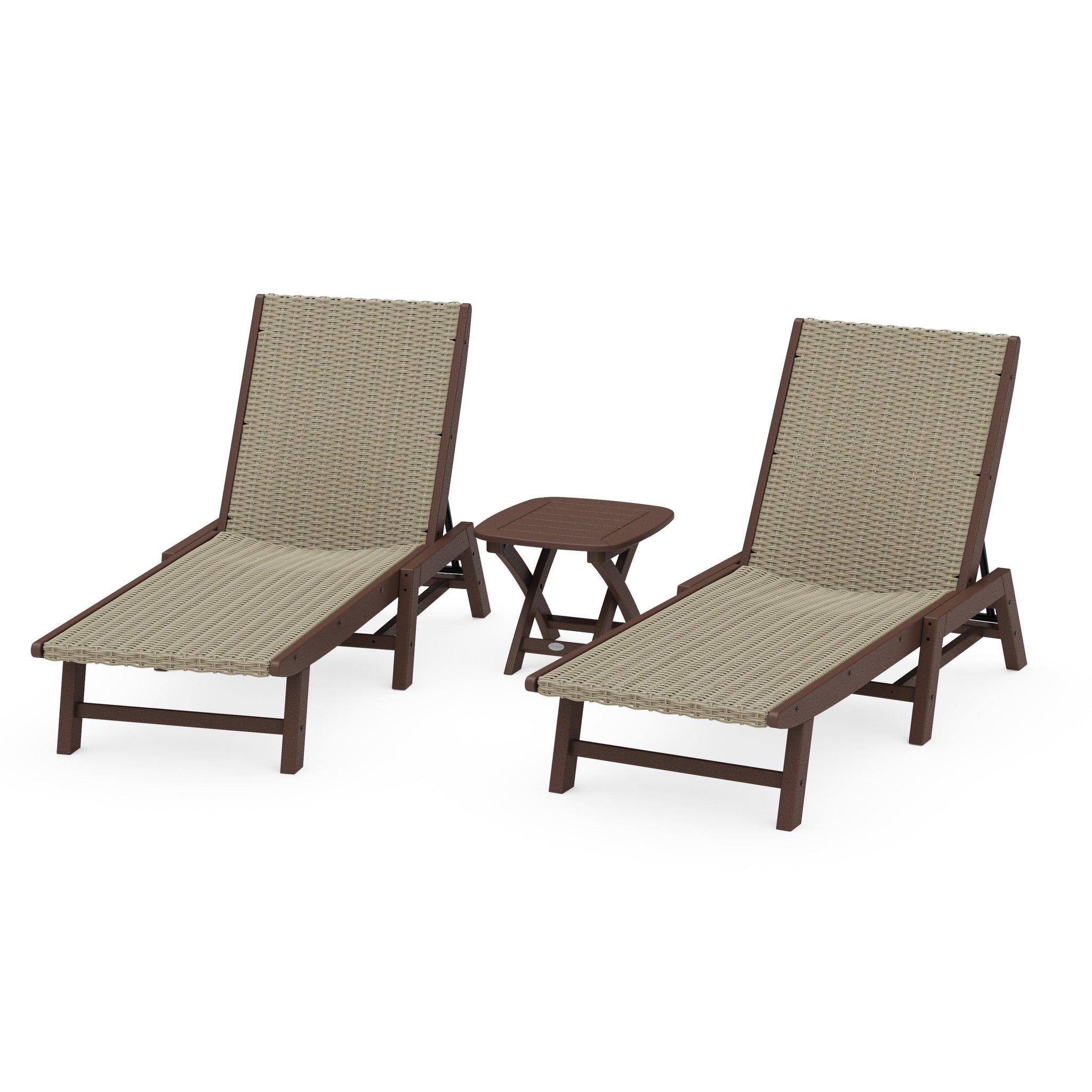 3 - Piece Coastal Woven Chaise Chaise Lounge Set