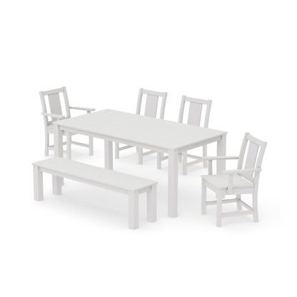 Prairie 6-Piece Parsons Dining Set with Bench