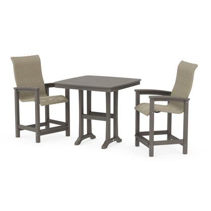 Coastal Woven High-Back 3-Piece Counter Set with Trestle Legs