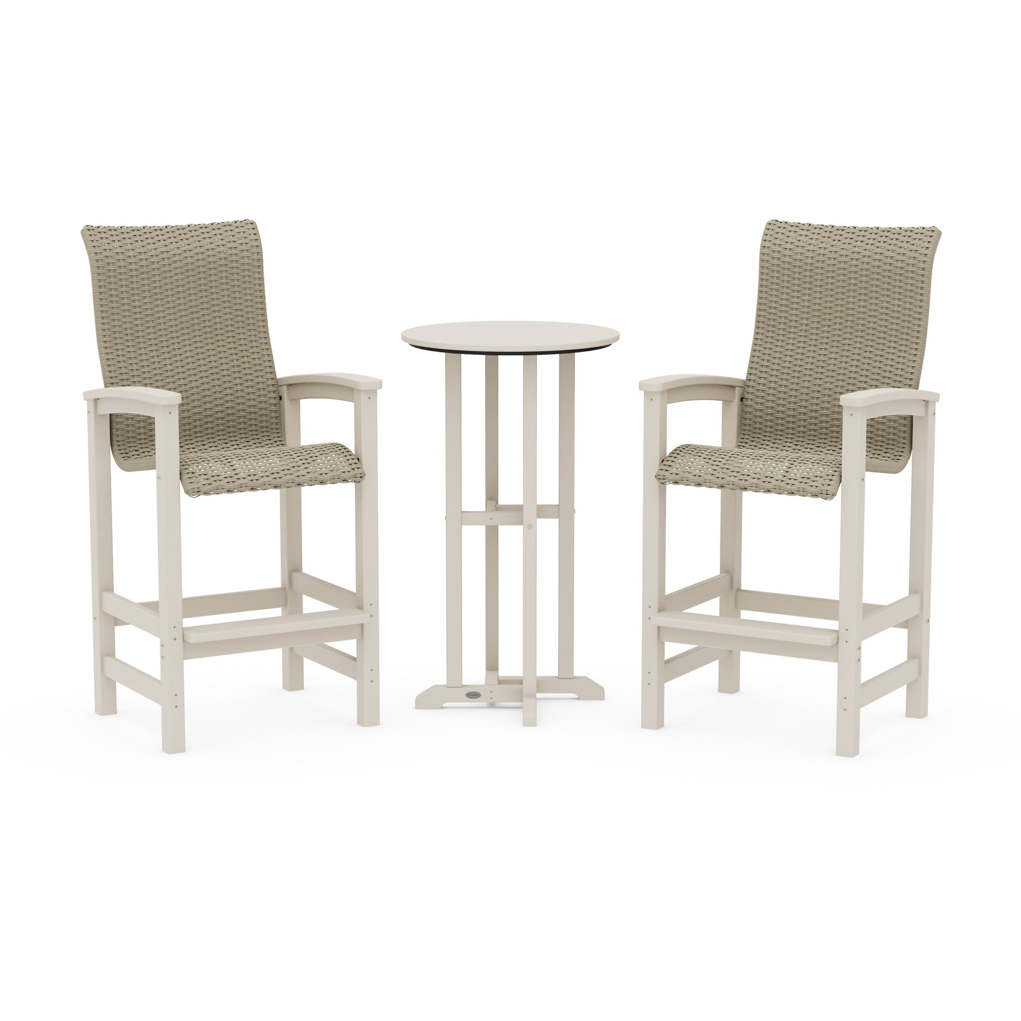 Coastal Woven High-Back 3-Piece Farmhouse Bar Set
