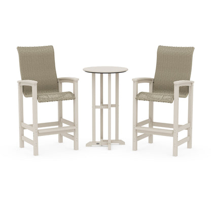 Coastal Woven High-Back 3-Piece Farmhouse Bar Set