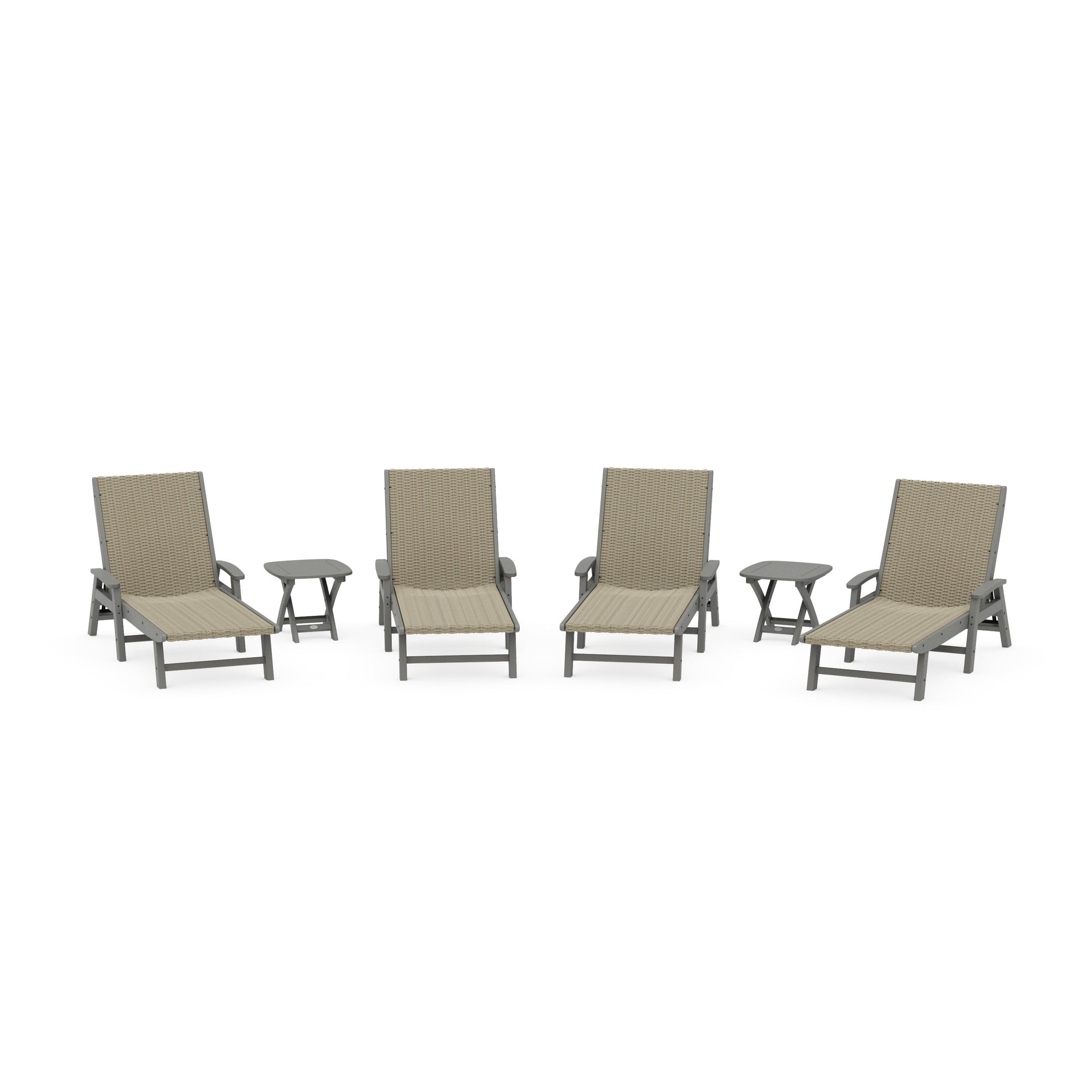6- Piece Coastal Woven Chaise with Arms Chaise Lounge Set