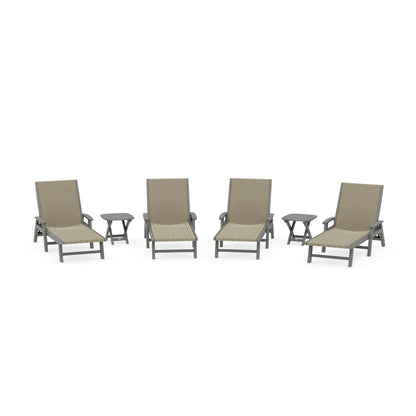 6- Piece Coastal Woven Chaise with Arms Chaise Lounge Set