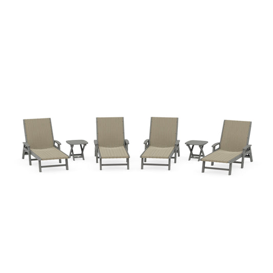 6- Piece Coastal Woven Chaise with Arms Chaise Lounge Set