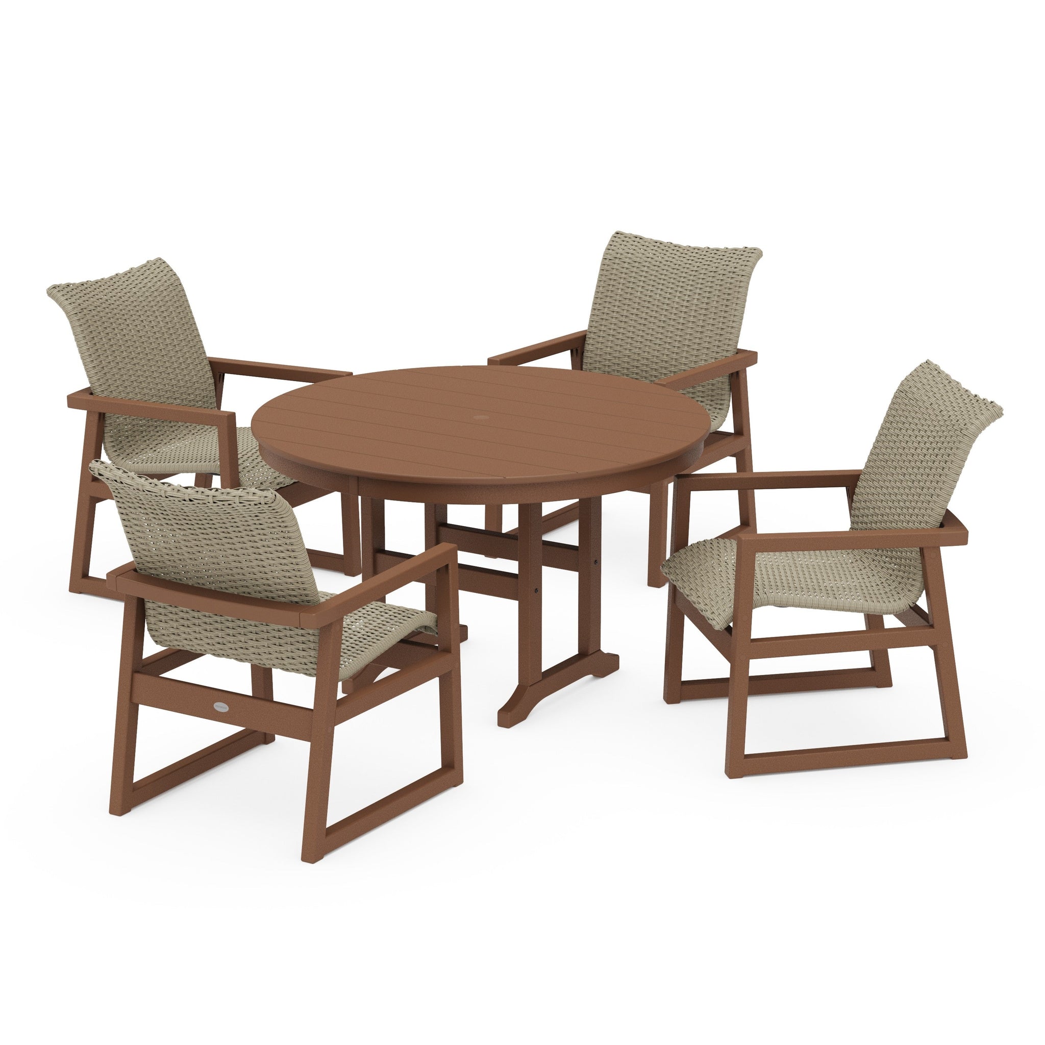 Woven 5-Piece Round Farmhouse Dining Set