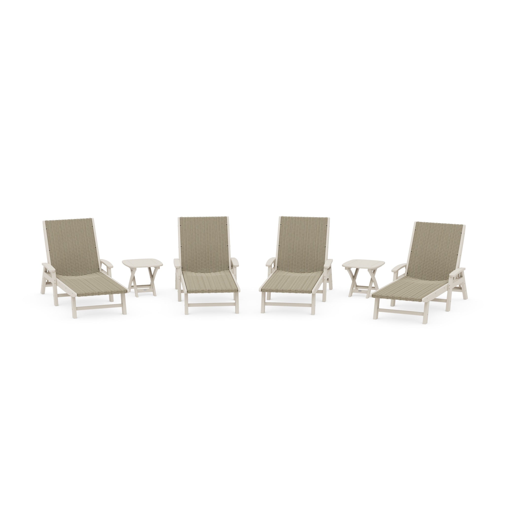 6- Piece Coastal Woven Chaise with Arms Chaise Lounge Set