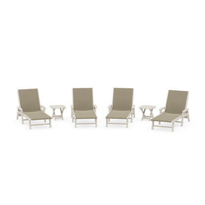 6- Piece Coastal Woven Chaise with Arms Chaise Lounge Set