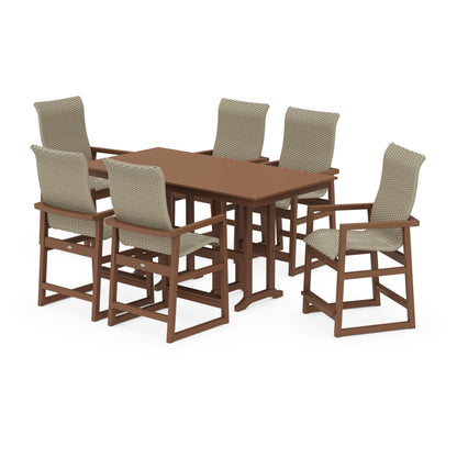 Woven Highback Arm Chair 7-Piece Farmhouse Counter Set