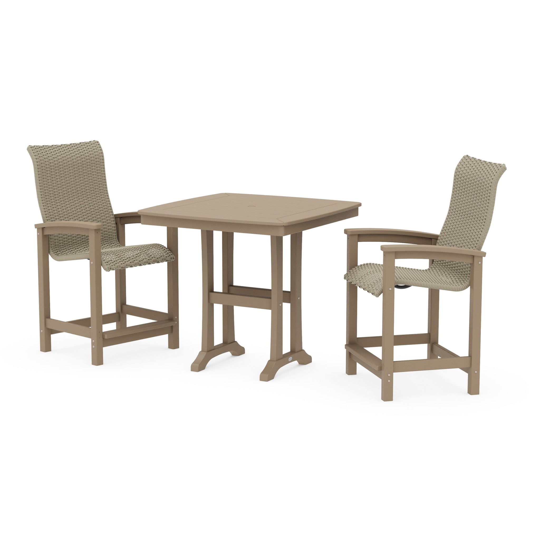 Coastal Woven High-Back 3-Piece Counter Set with Trestle Legs