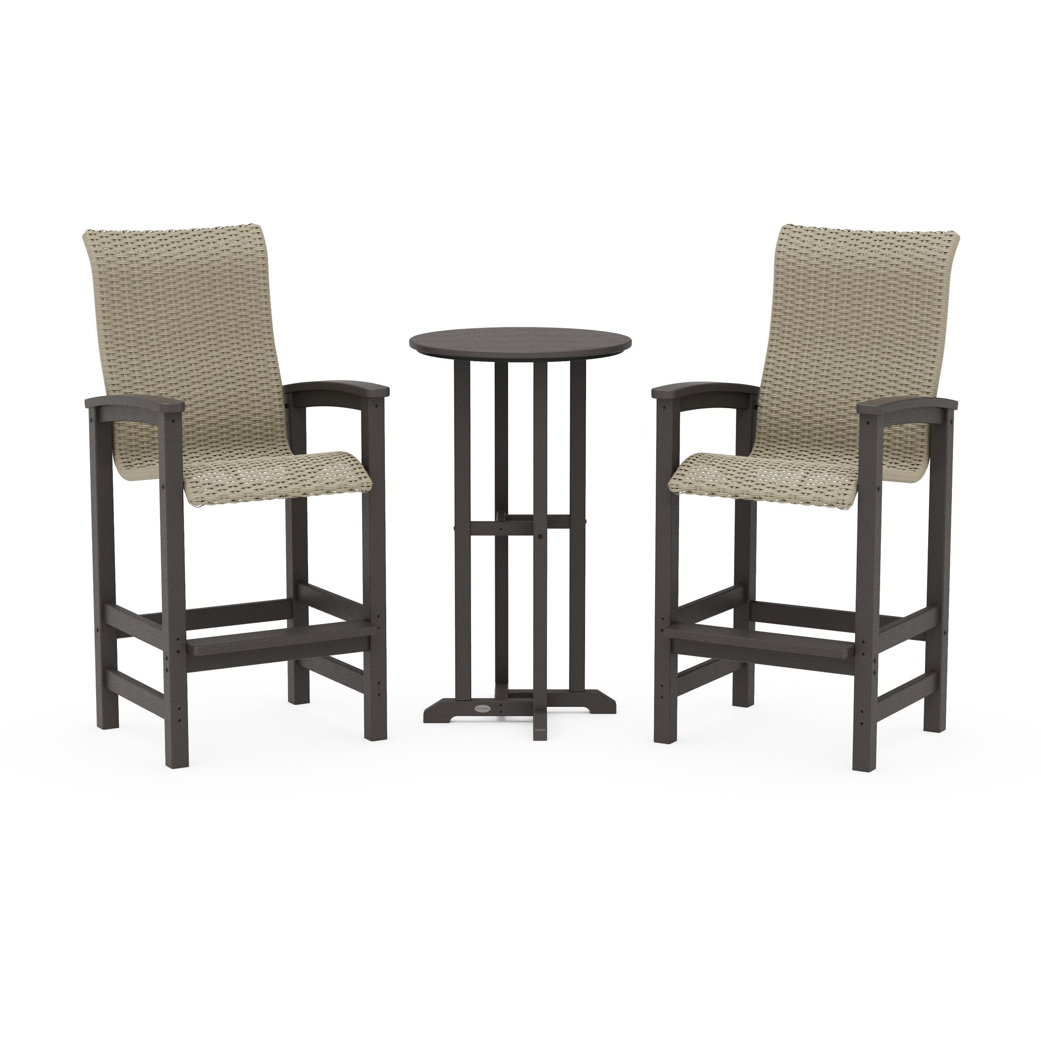 Coastal Woven High-Back 3-Piece Farmhouse Bar Set
