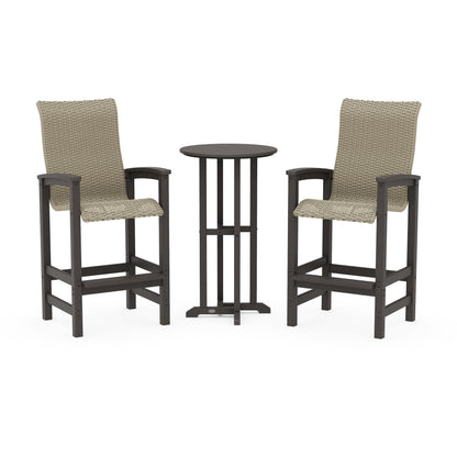 Coastal Woven High-Back 3-Piece Farmhouse Bar Set
