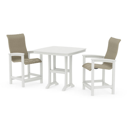Coastal Woven High-Back 3-Piece Counter Set with Trestle Legs